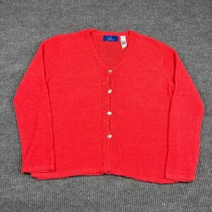 JH Collectibles Cardigan Womens XL Red Knit Button Front V-Neck Sweater